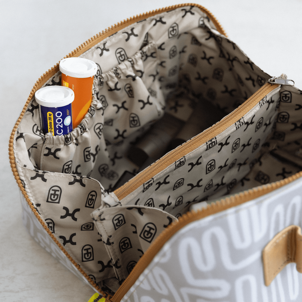 Thandana Laminated Fabric Side Mouth Maxi Vanity Bag - KaryKase