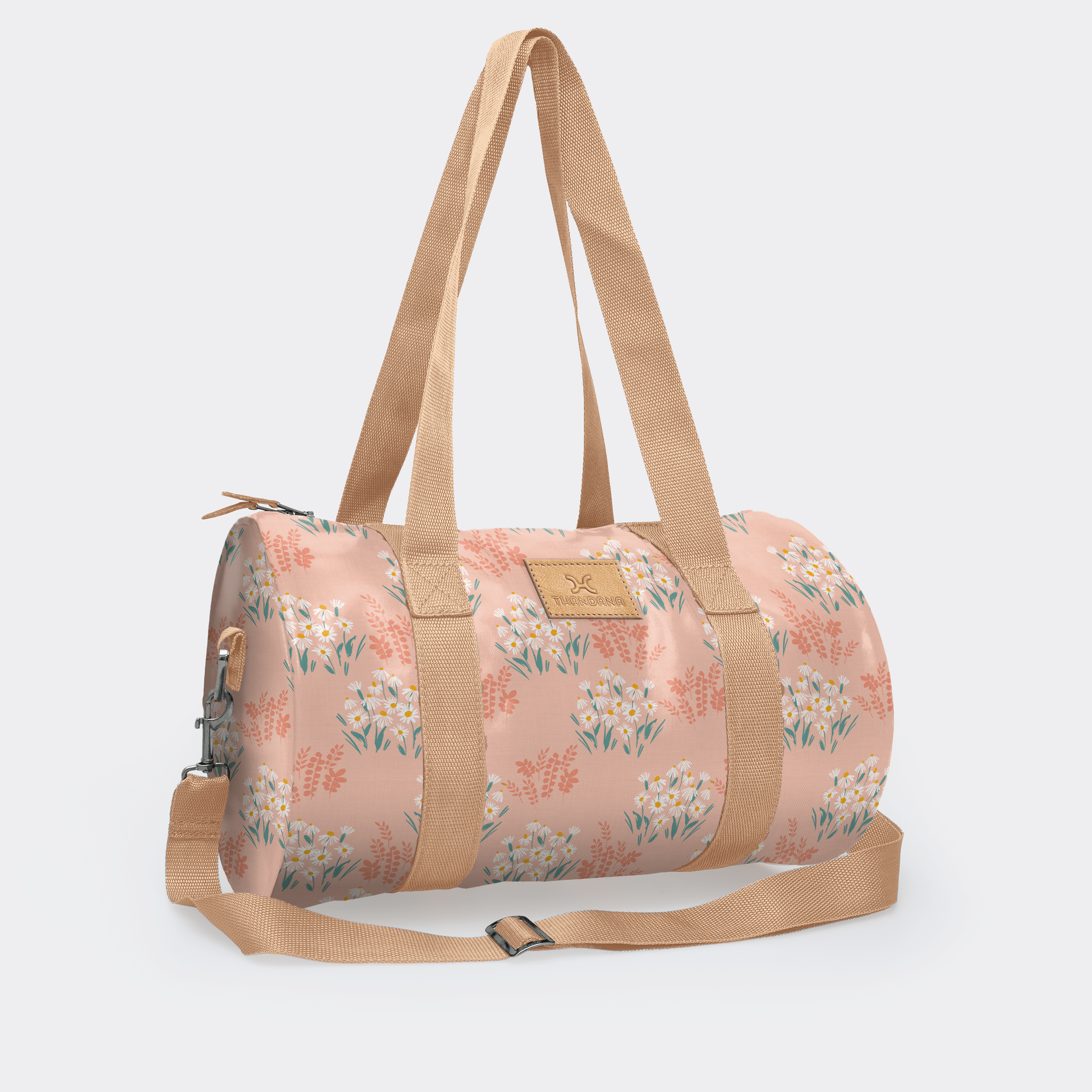 Thandana Laminated Fabric Sports & Gym Bag - Beige Trim - KaryKase