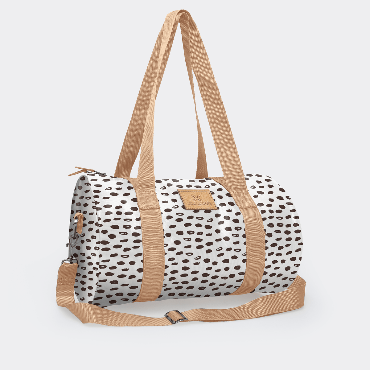 Thandana Laminated Fabric Sports & Gym Bag - Beige Trim - KaryKase
