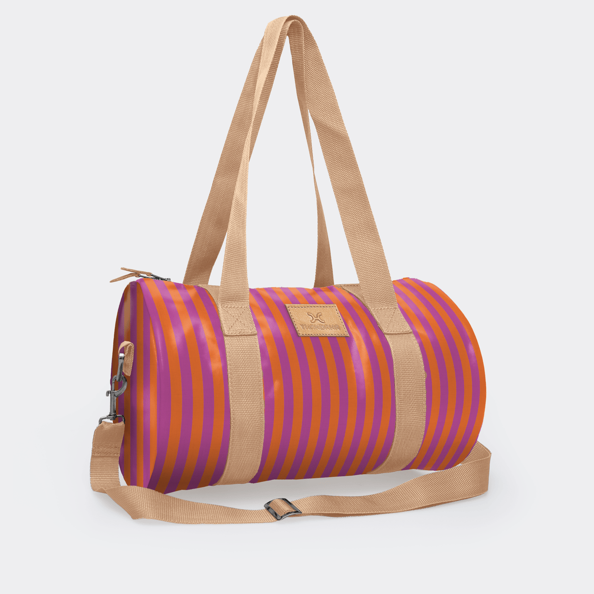 Thandana Laminated Fabric Sports & Gym Bag - Beige Trim - KaryKase