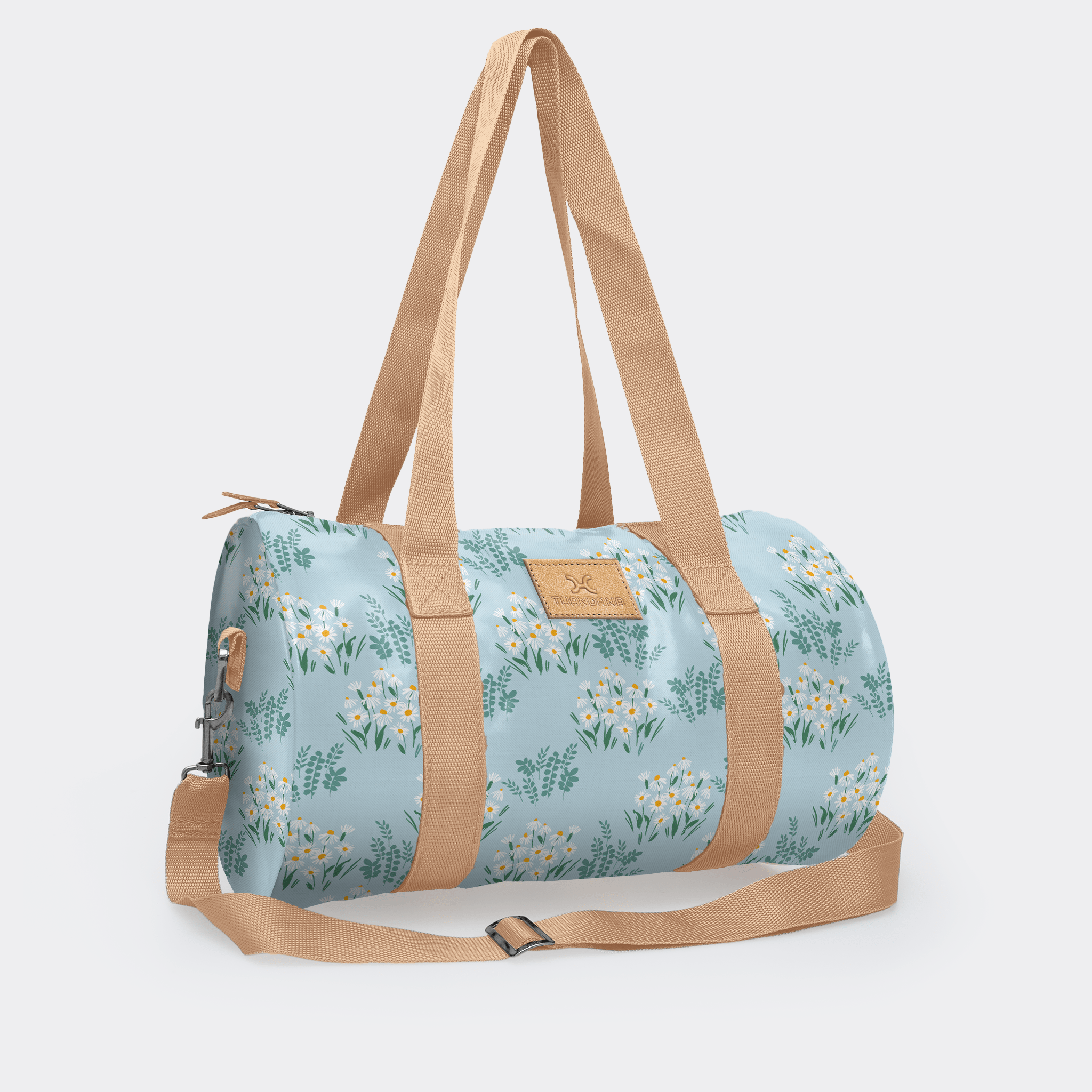 Thandana Laminated Fabric Sports & Gym Bag - Beige Trim - KaryKase