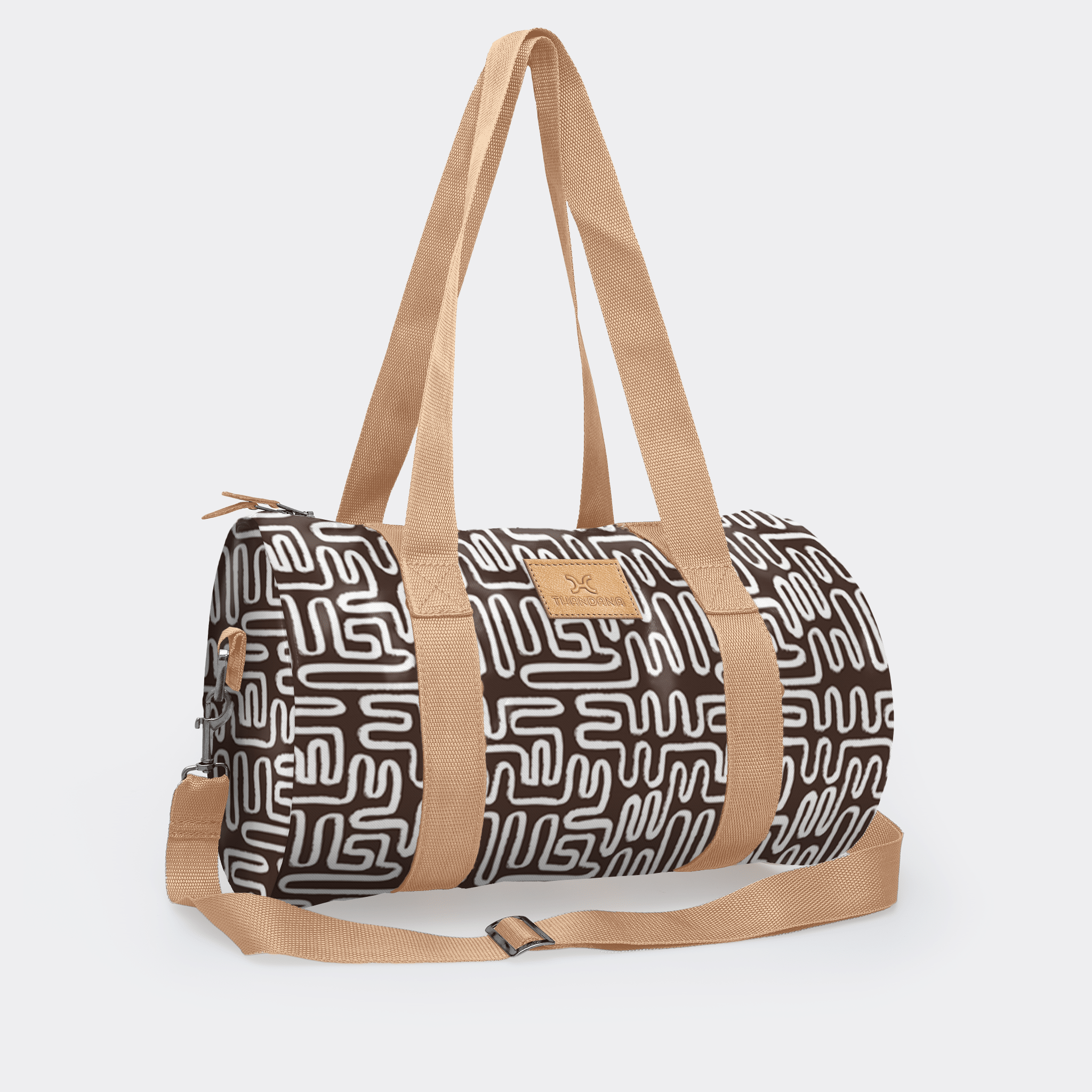 Thandana Laminated Fabric Sports & Gym Bag - Beige Trim - KaryKase