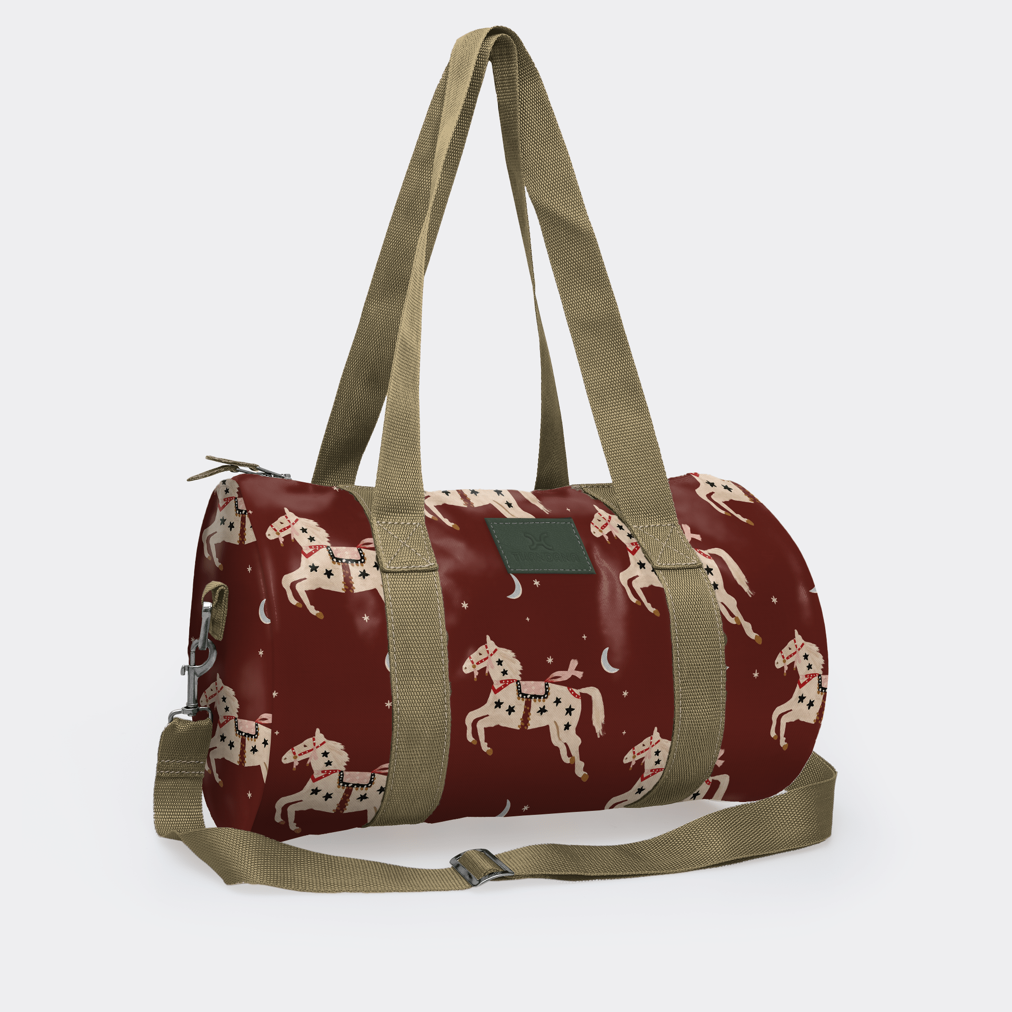 Thandana Laminated Fabric Sports & Gym Bag - Olive Trim - KaryKase