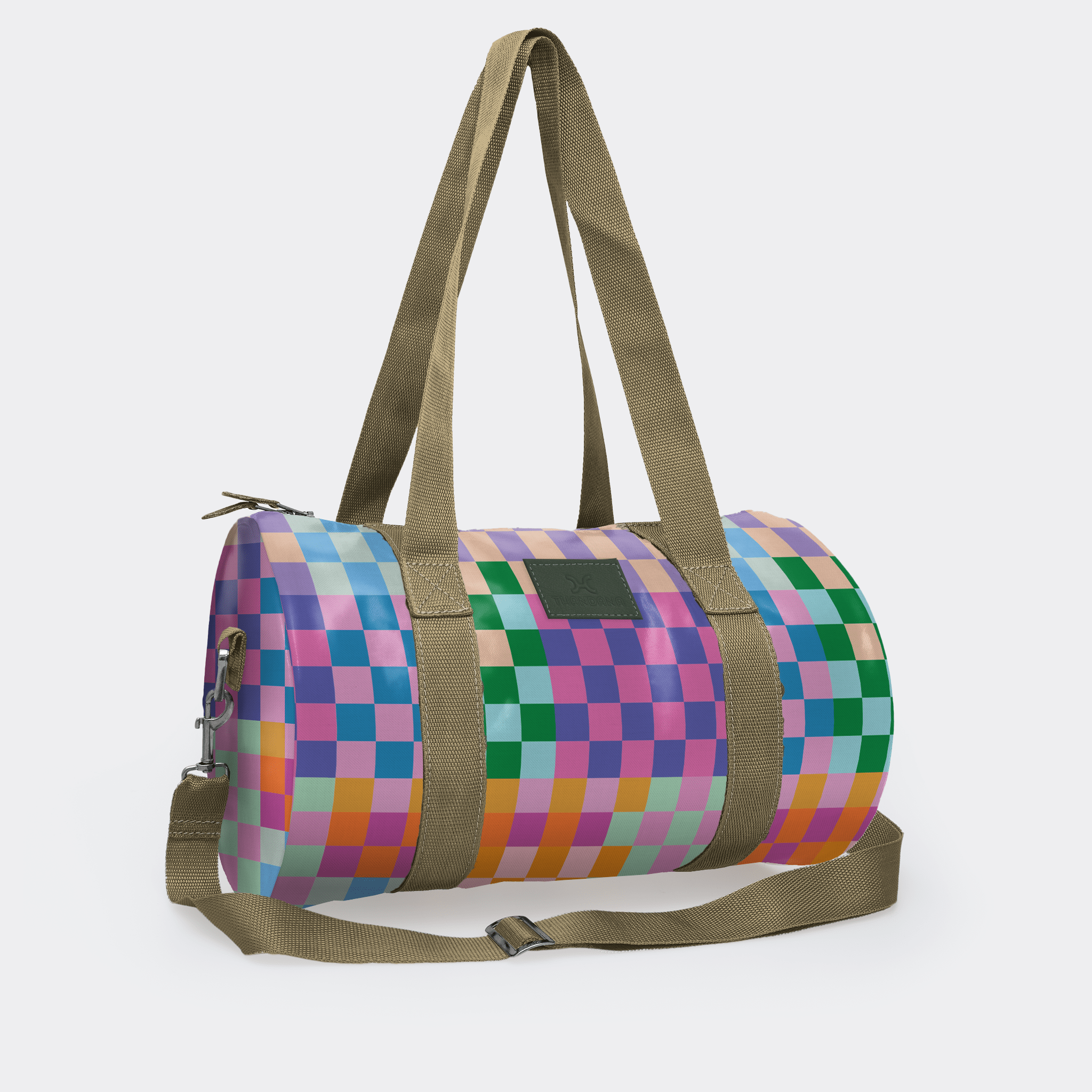 Thandana Laminated Fabric Sports & Gym Bag - Olive Trim - KaryKase