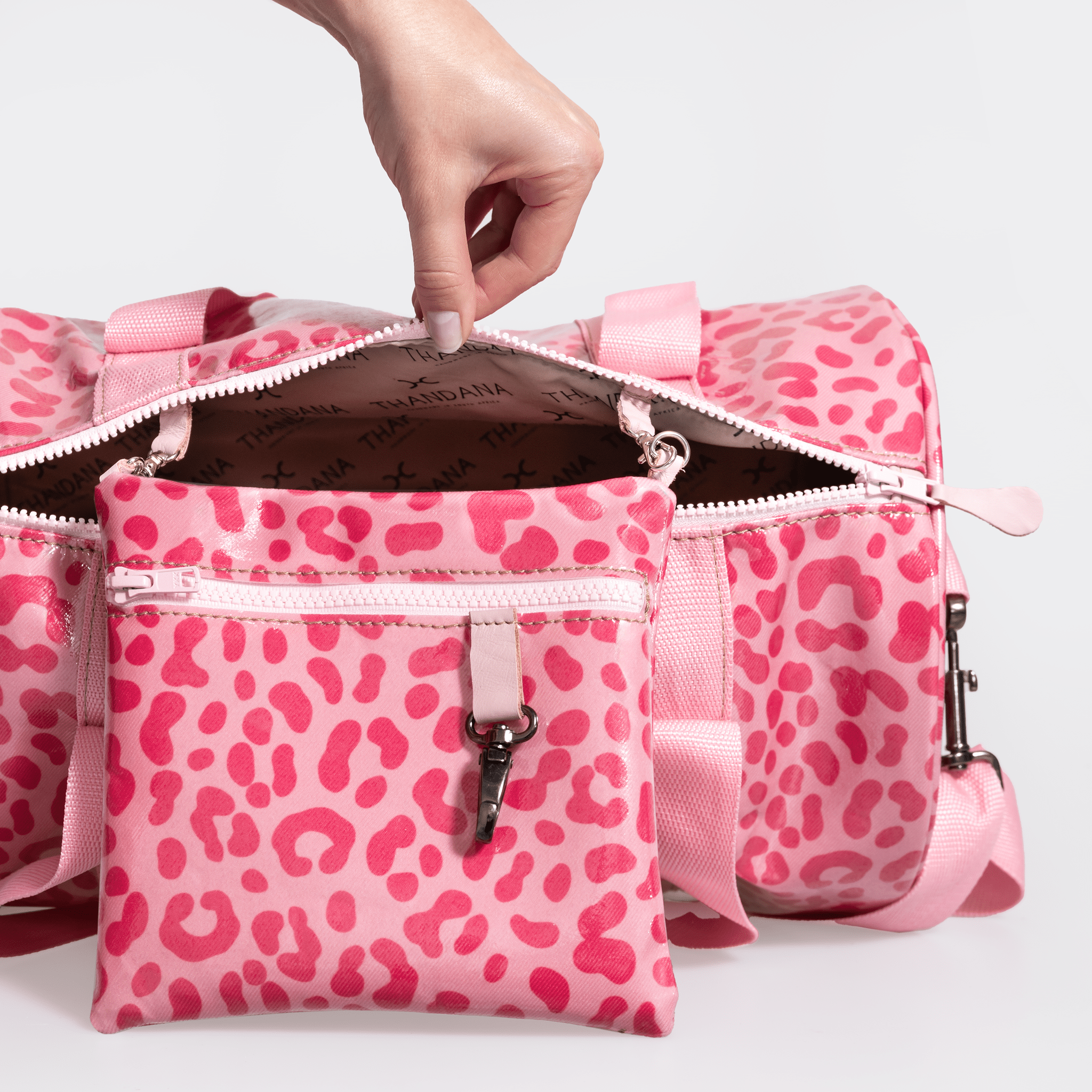 Thandana Laminated Fabric Sports & Gym Bag - Pink Trim - KaryKase