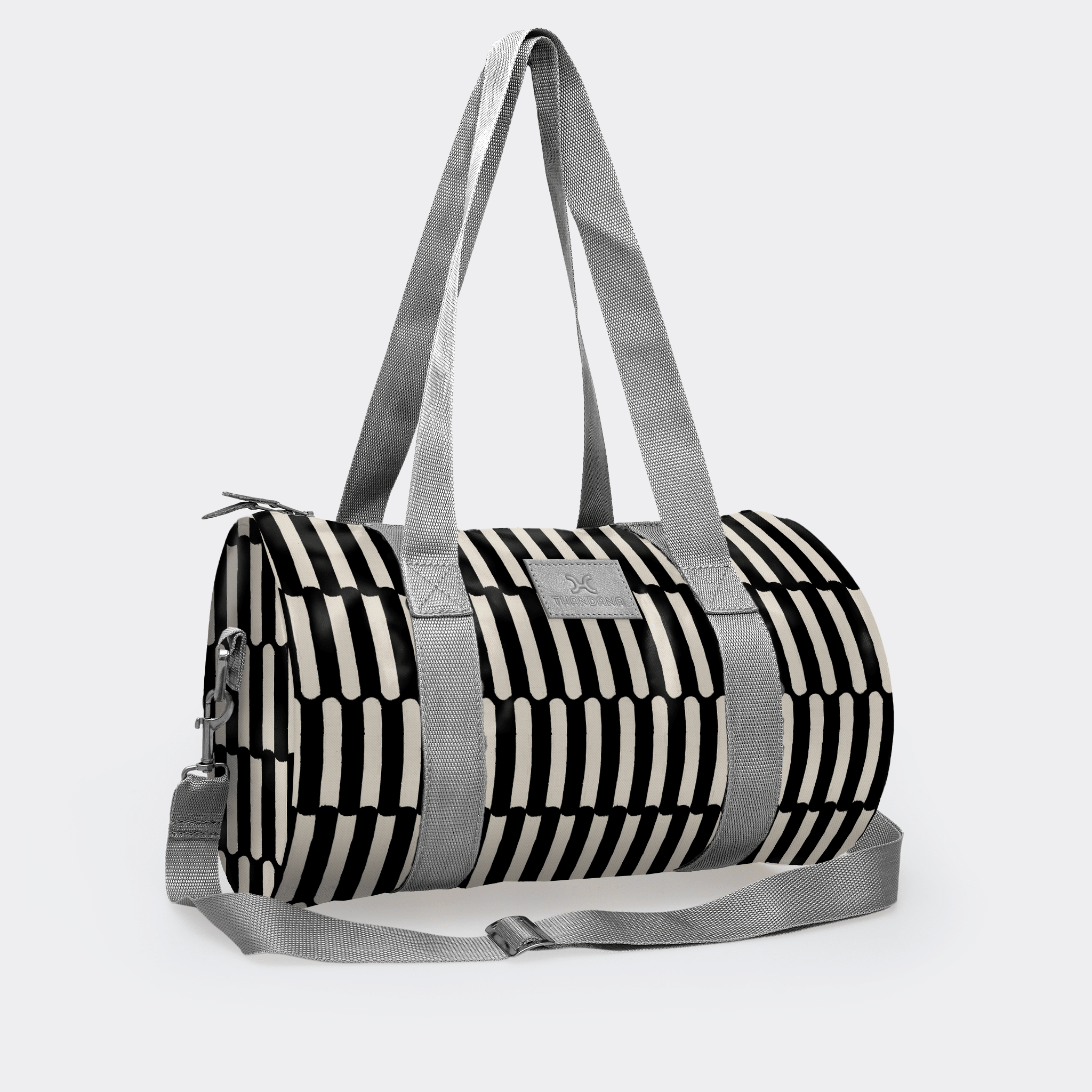 Thandana Laminated Fabric Sports & Gym Bag - Silver Trim - KaryKase