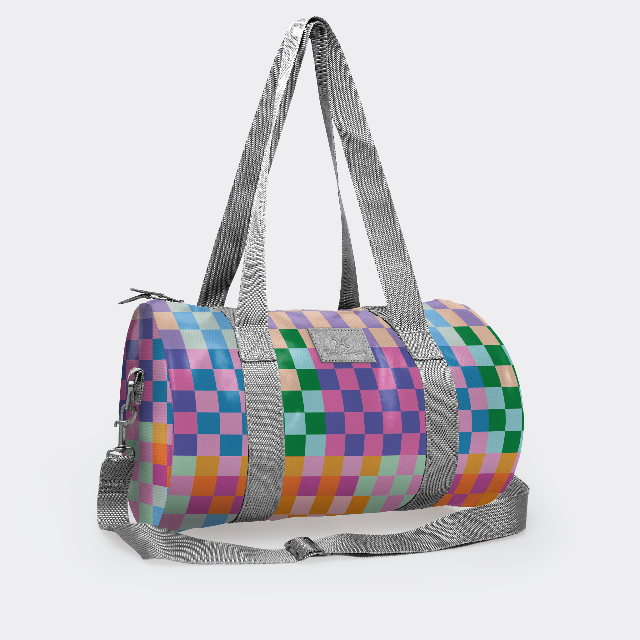 Thandana Laminated Fabric Sports & Gym Bag - Silver Trim - KaryKase