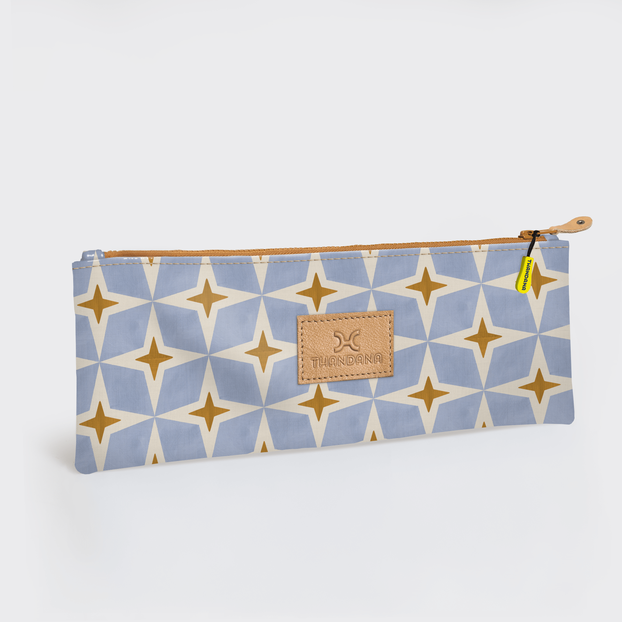 Thandana Laminated Fabric Triple Zip Pencil Case - KaryKase