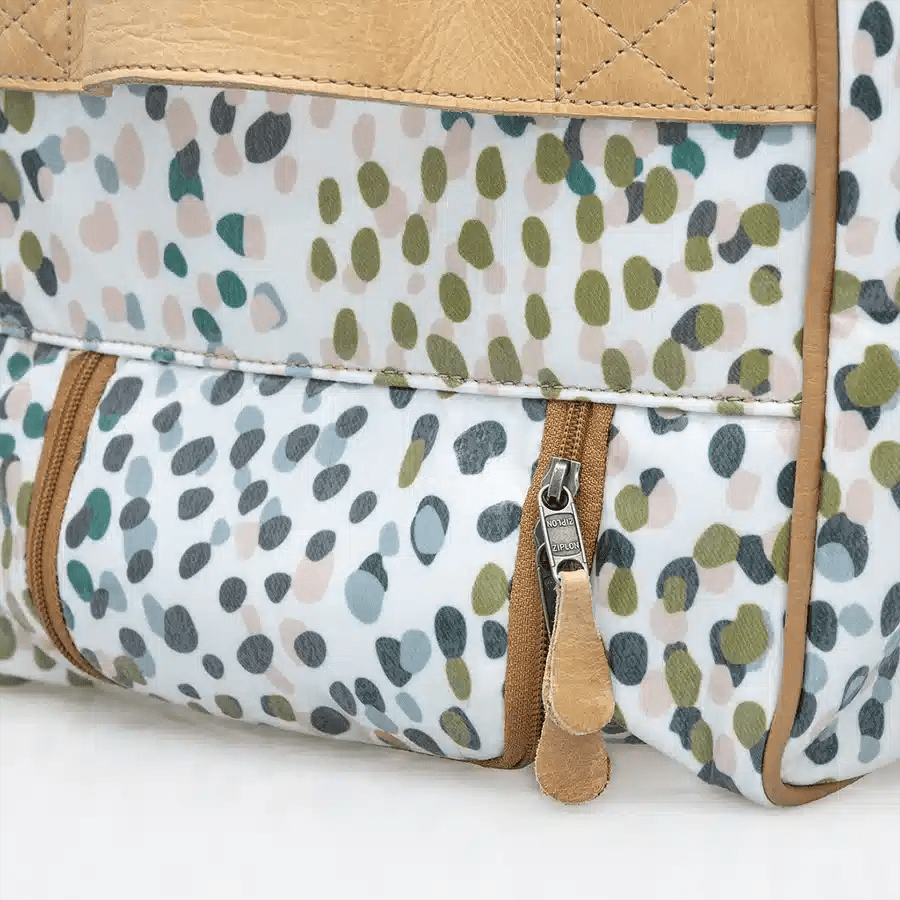 Thandana Laminated Fabric Wheeled Duffel Bag | Cheetah Preppy - KaryKase