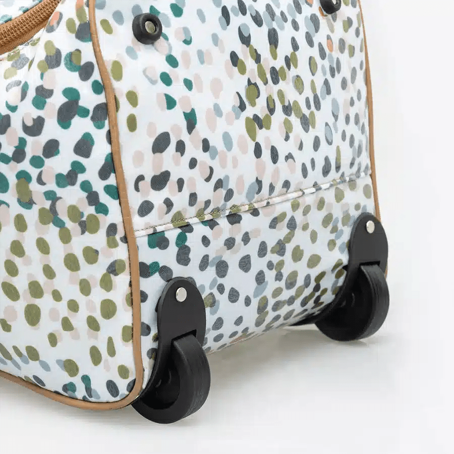 Thandana Laminated Fabric Wheeled Duffel Bag | Cheetah Preppy - KaryKase