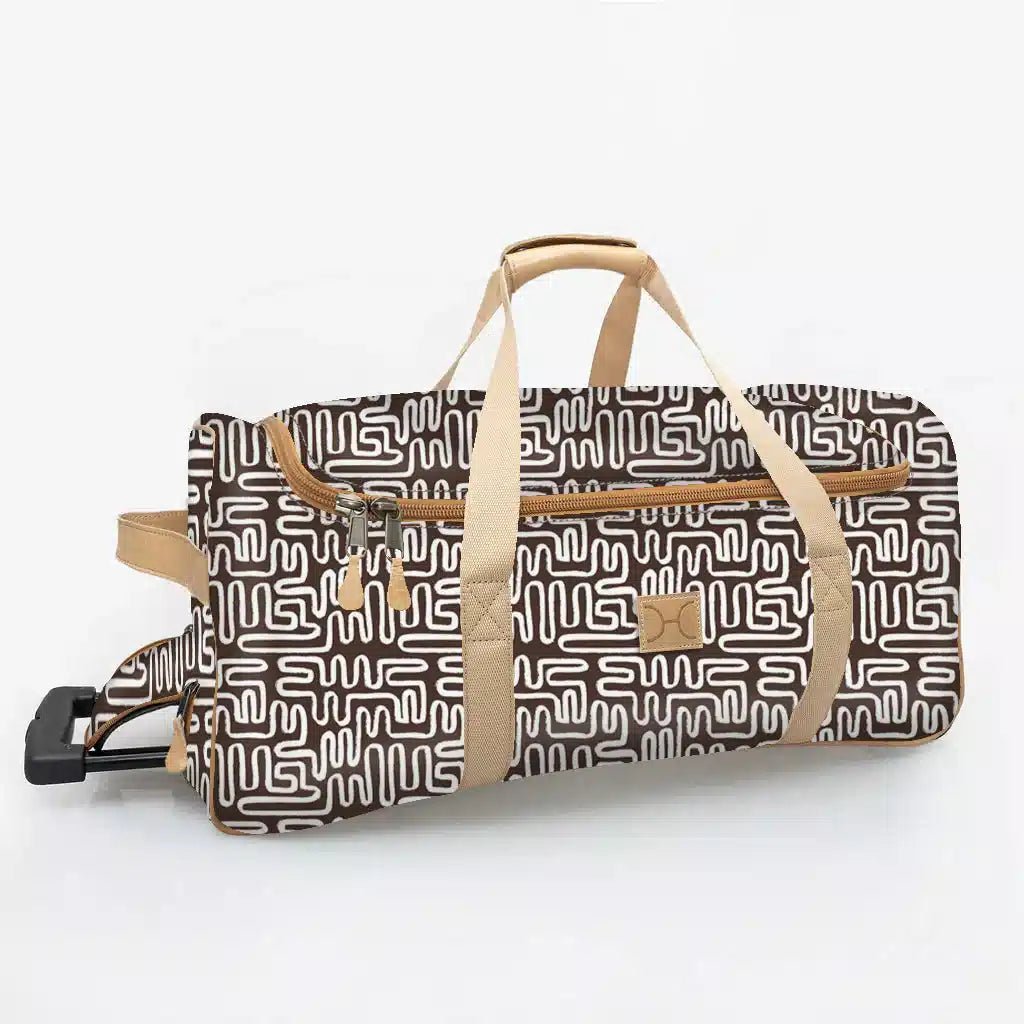 Thandana Laminated Fabric Wheeled Duffel Bag | Geo Black - KaryKase