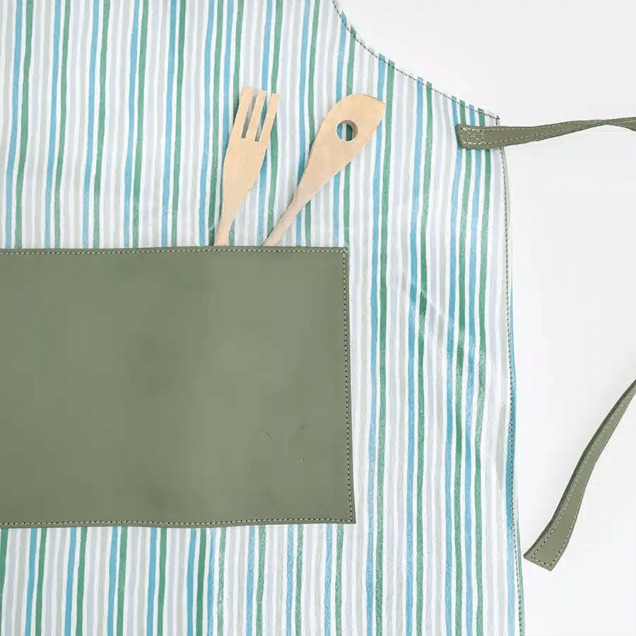 Thandana Laminated Fabric with Leather Pouch Apron | New Designs - KaryKase