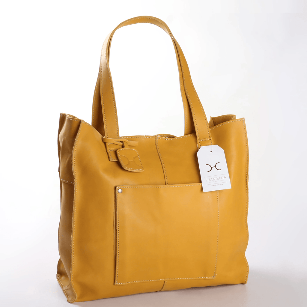 Thandana Leather Laptop Tote Handbag - KaryKase