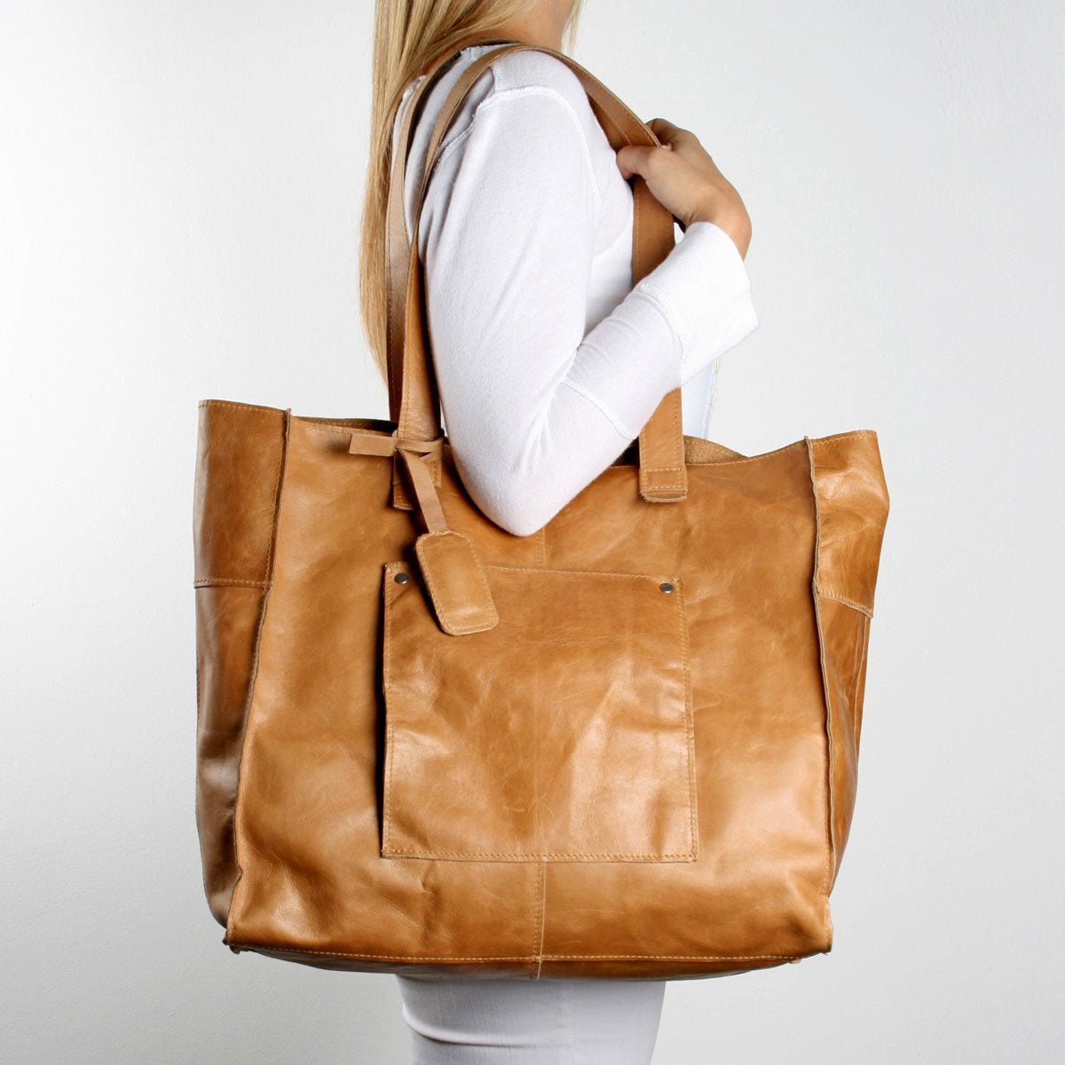 Thandana Leather Laptop Tote Handbag - KaryKase
