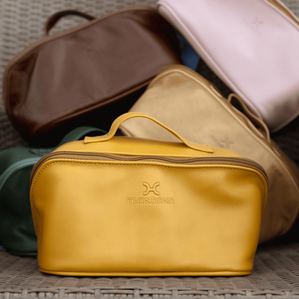 Thandana Leather Side Mouth Maxi Vanity Bag - KaryKase