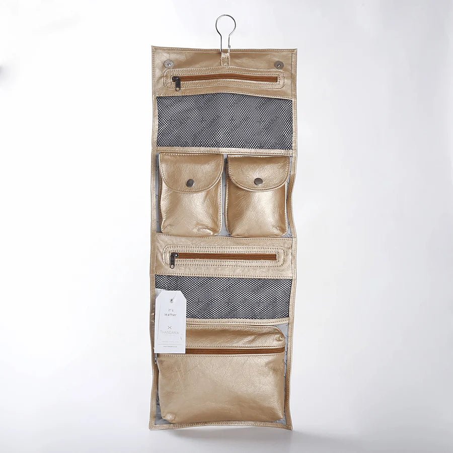 Thandana Roll Up Leather Toiletry Bag With Hook - KaryKase