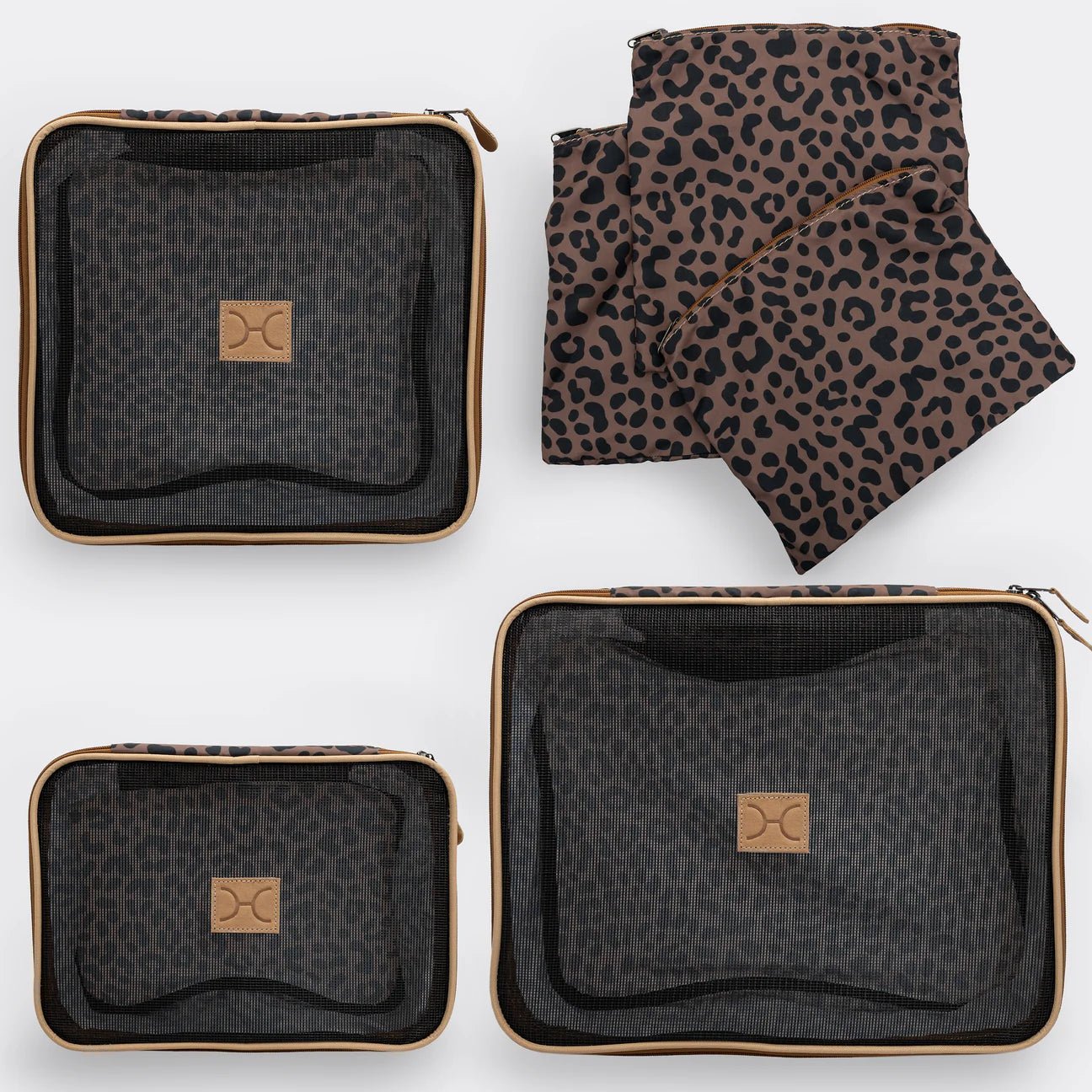 Thandana Travel Luggage Organizer Pods - 6 Piece Set | Cheetah Coffee - KaryKase