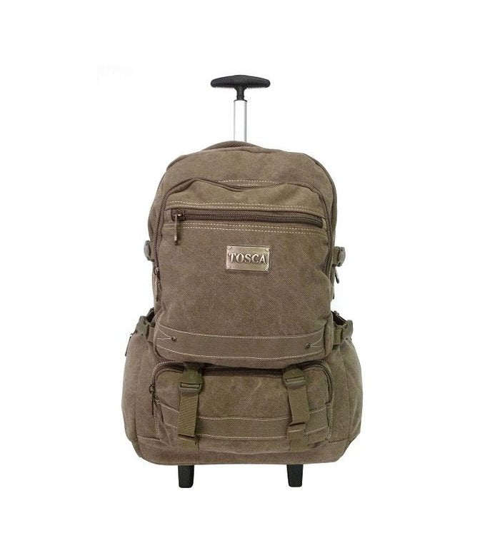 Tosca Canvas 15" Laptop Trolley Backpack | Khaki - KaryKase