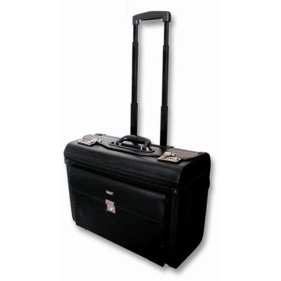 Tosca PVC 17" Laptop Pilot Case With Wheels | Black - KaryKase