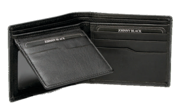 Johnny Black Chicago 8CC Bi-fold Leather Wallet - RFID | Black - KaryKase