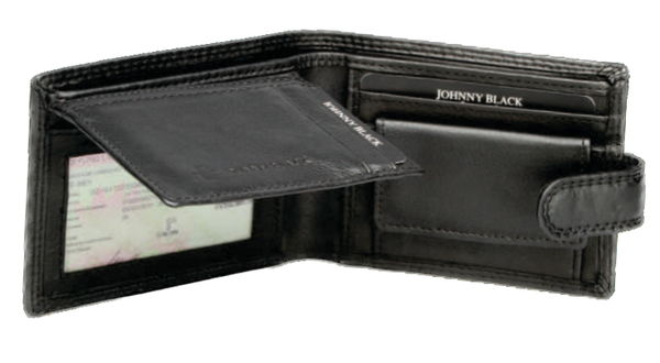 Johnny Black Chicago Mini Compact 8CC Leather Wallet - RFID | Black - KaryKase