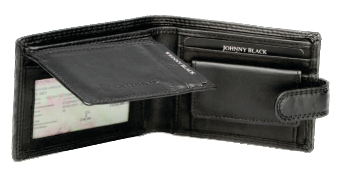 Johnny Black Chicago Mini Compact 8CC Leather Wallet - RFID | Black - KaryKase