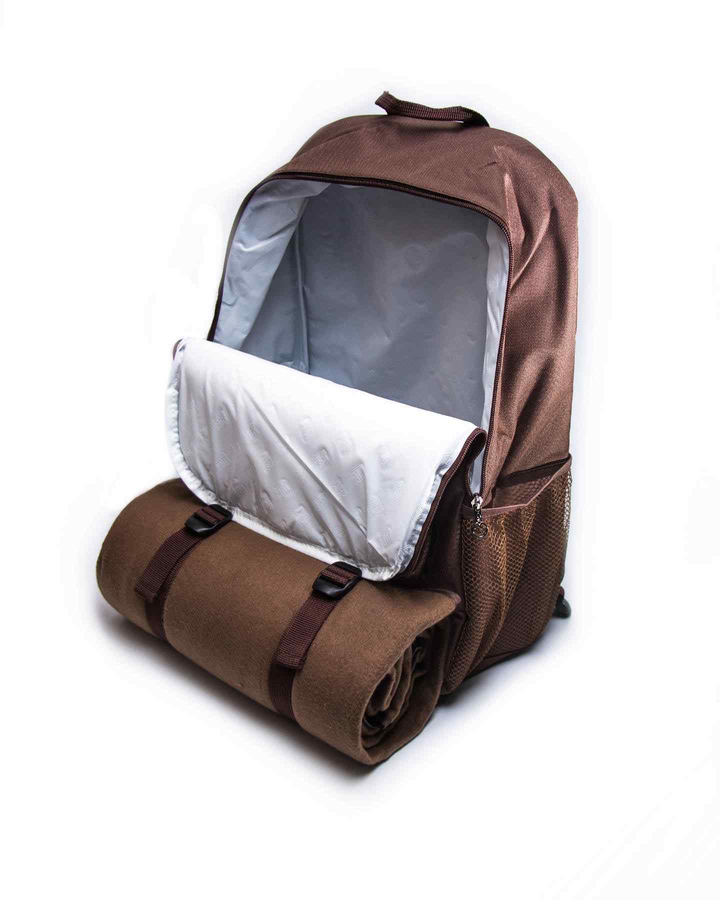 Yuppie Gift Baskets Adventure Cork Picnic Backpack With Blanket Attached - KaryKase