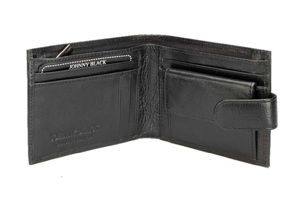 Johnny Black Chicago 6CC Bi-fold Leather Wallet - RFID | Black - KaryKase