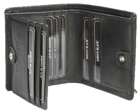Johnny Black Chicago 12CC Stud Closure Leather Wallet - RFID | Black - KaryKase