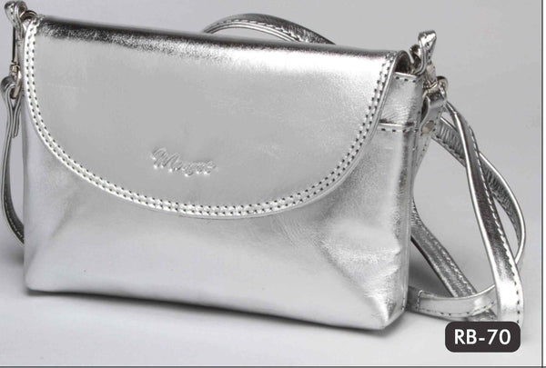 Monroe Ladies Leather Party Sling Bag | Metallic Silver - KaryKase