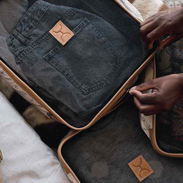 Thandana Travel Luggage Organizer Pods - 6 Piece Set | Geo - Sand - KaryKase