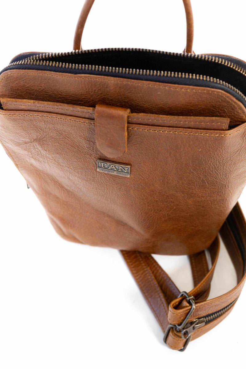 Tan Leather Goods - Olivia Leather Backpack | Pecan - KaryKase