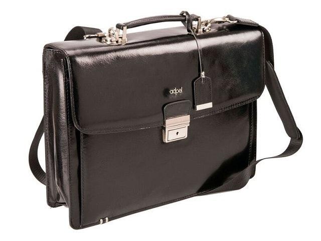 Adpel Fabio Leather Laptop Briefcase | Black - KaryKase