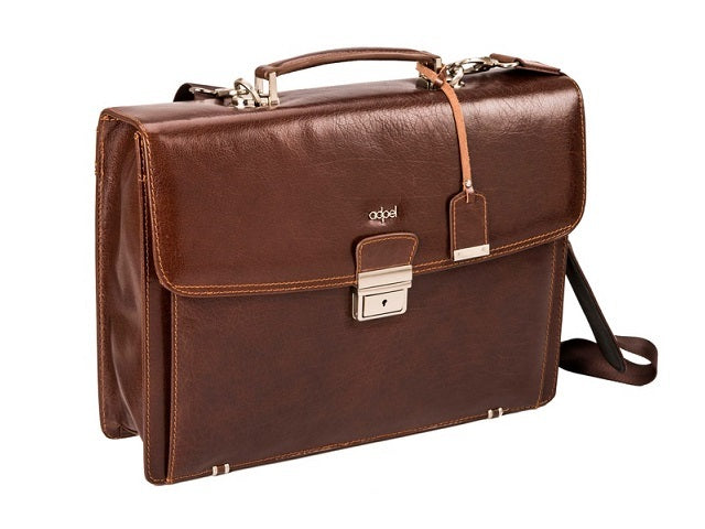 Adpel Fabio Leather Laptop Briefcase | Brown - KaryKase