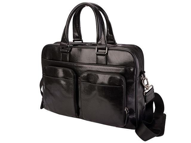 Amalfi Italian Leather Computer Bag | Black - KaryKase
