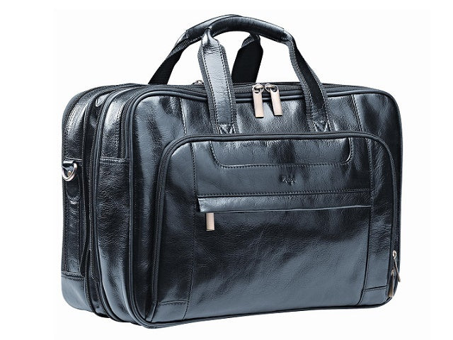 Adpel Italian Leather Nevada 15.4" Executive Laptop Bag | Black - KaryKase