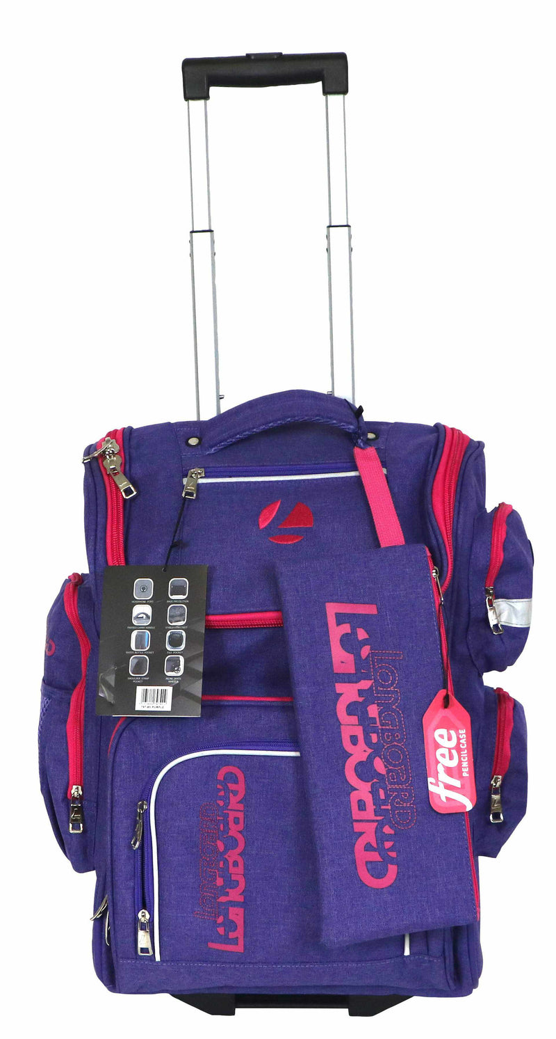 Tosca Longboard Cruiser School Trolley Backpack | Purple - KaryKase