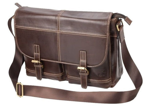 Adpel Trendy 15.4" Leather Messenger Bag | Brown - KaryKase