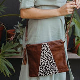Thandana Crossover Animal Print Leather Handbag | Hazelnut Cheetah Print - KaryKase