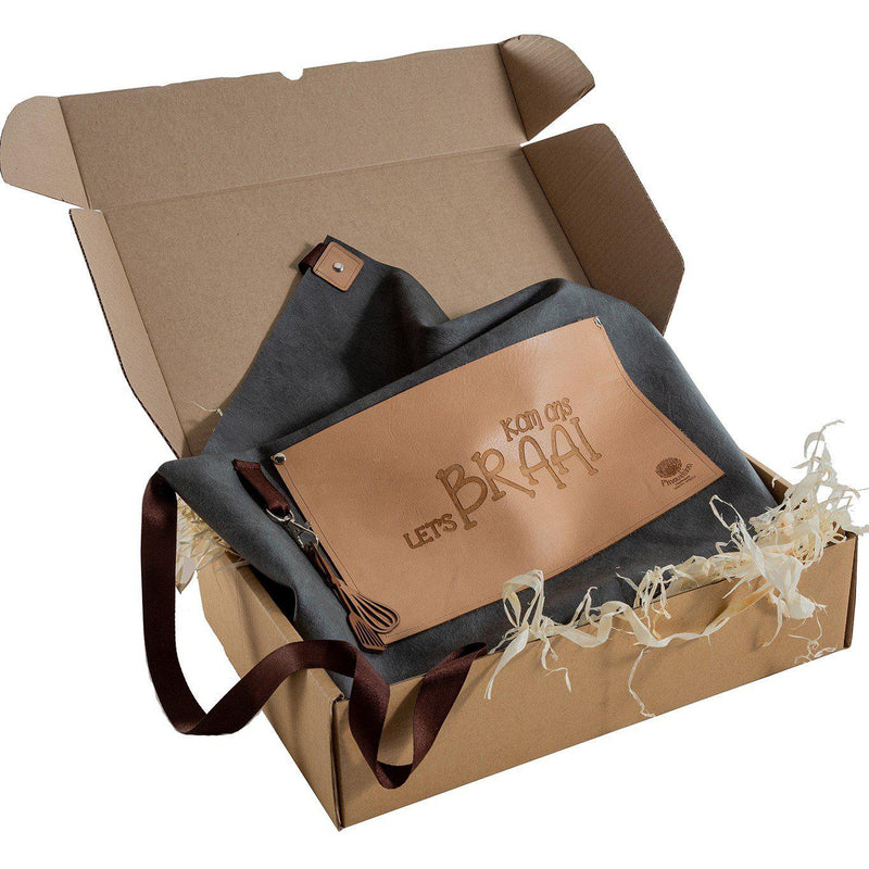 Yuppie Gift Baskets Come Let’s Braai Apron Leather on vinyl (with leather inlays) - KaryKase