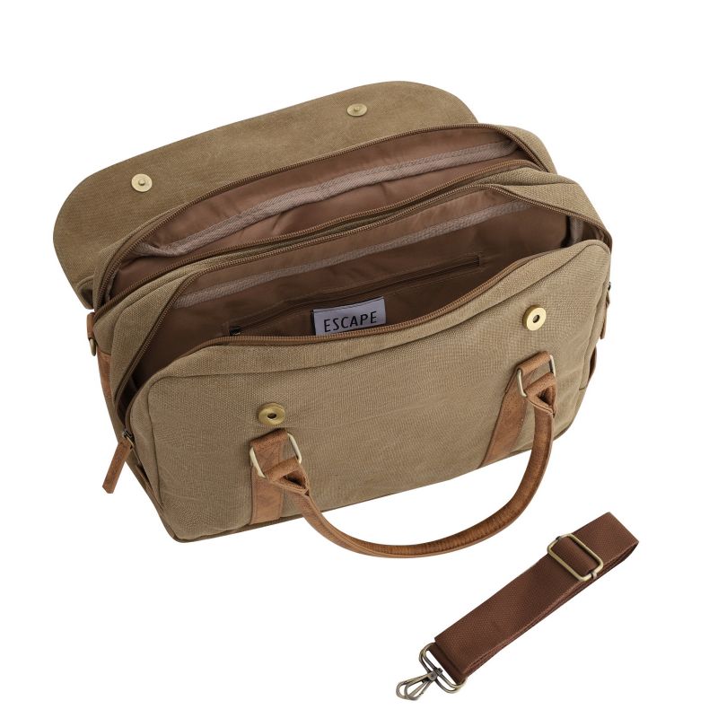 Escape Classic Canvas Laptop Bag | Light Brown with Brown Trim - KaryKase