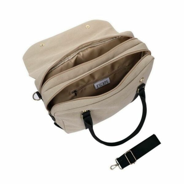 Escape Classic Canvas Laptop Bag | Taupe with Black Trim - KaryKase