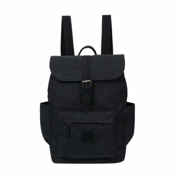 Escape Classic Canvas Laptop Backpack | Black with Black Trim - KaryKase