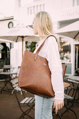 Tan Leather Goods - Emma Leather Handbag | Pecan - KaryKase