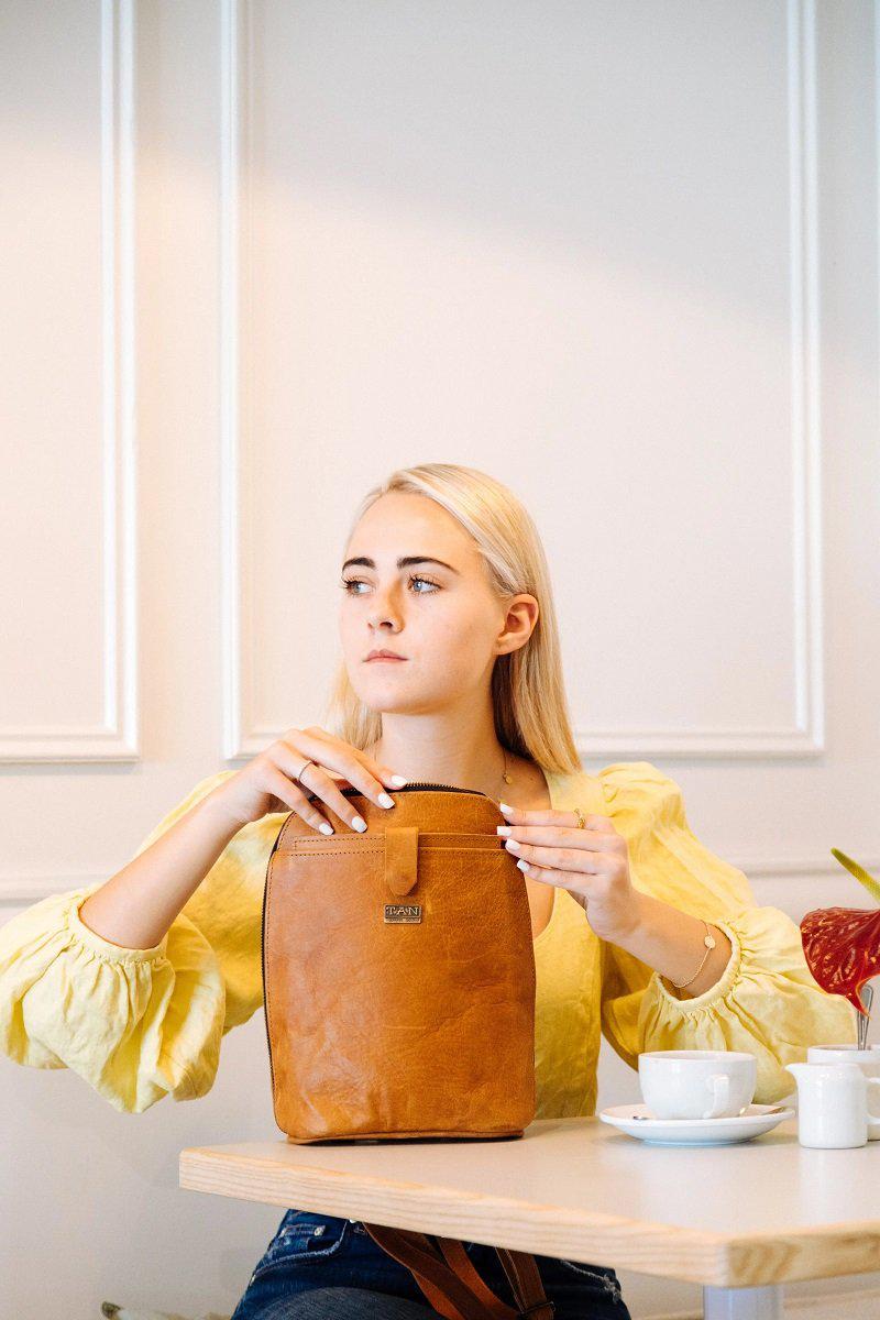 Tan Leather Goods - Olivia Leather Backpack | Toffee - KaryKase