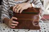 Tan Leather Goods - Nina Leather Sling Bag | Pecan - KaryKase
