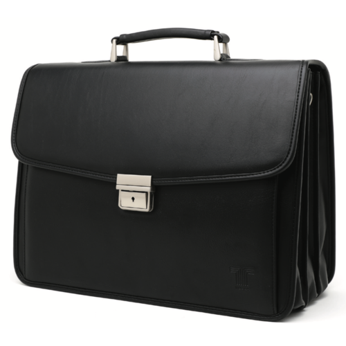 Tosca 3 Division Laptop Briefcase With Front Pocket | Black - KaryKase