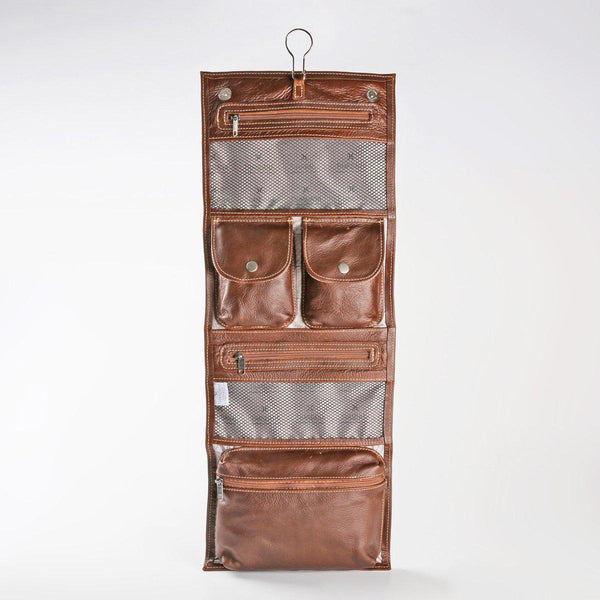 Thandana Roll Up Leather Toiletry Bag With Hook - KaryKase