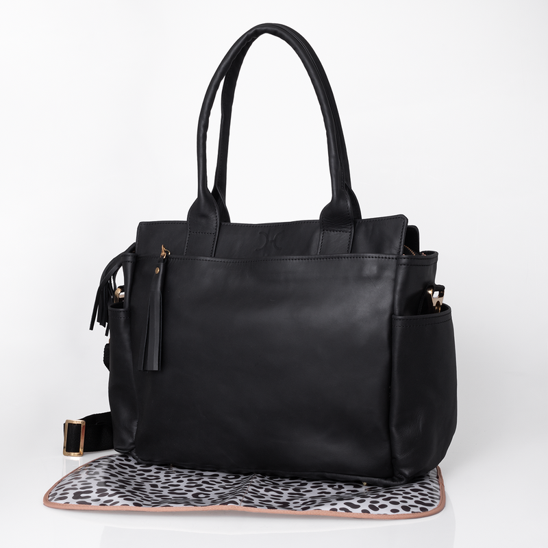 Thandana Noa Leather Nappy Bag | Black - KaryKase