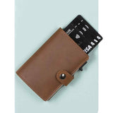 EaziCard Genuine Leather Saddle RFID Wallet | Dark Brown/Silver - KaryKase